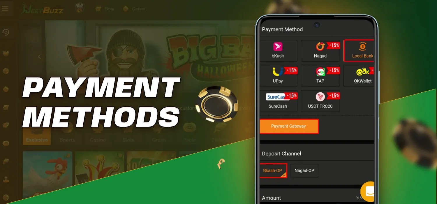 payment options via the mobile app
